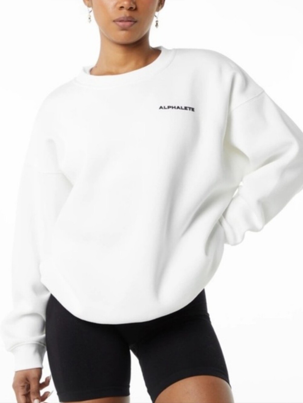 NWT Alphalete Women's White Crewneck Sweatshirt Small Active Workout Wear